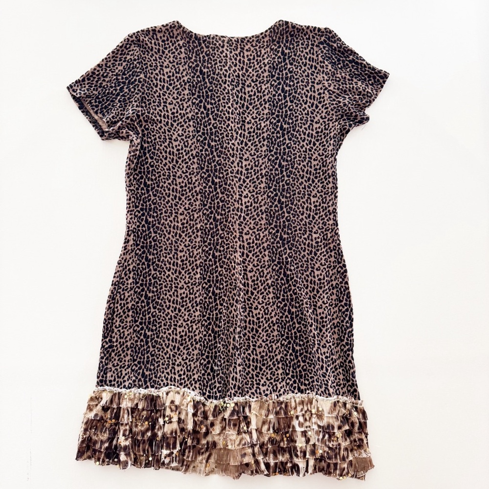 Rabbit Rabbit Rabbit Leopard Print Ruffle Hem Dress Short Sleeve Women’s 12 - Picture 2 of 8